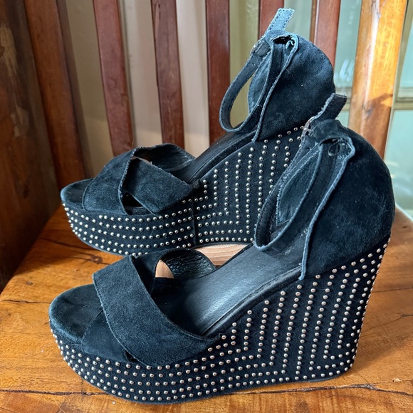 Jeffrey Campbell Studded Platform Wedges – Black Suede – Women’s 8.5 - Picture 3 of 16